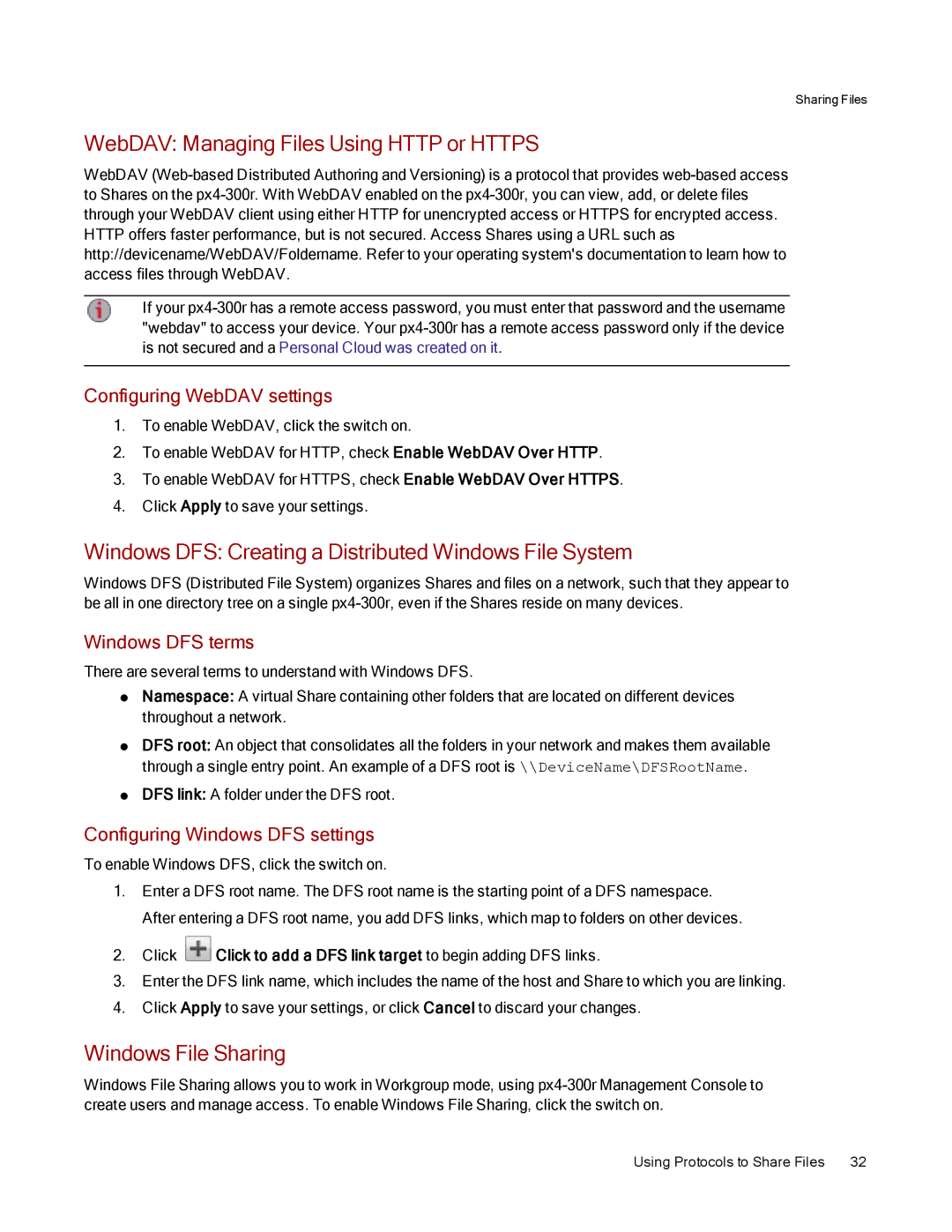 Lenovo 70BJ9007WW manual WebDAV Managing Files Using Http or Https, Windows DFS Creating a Distributed Windows File System 