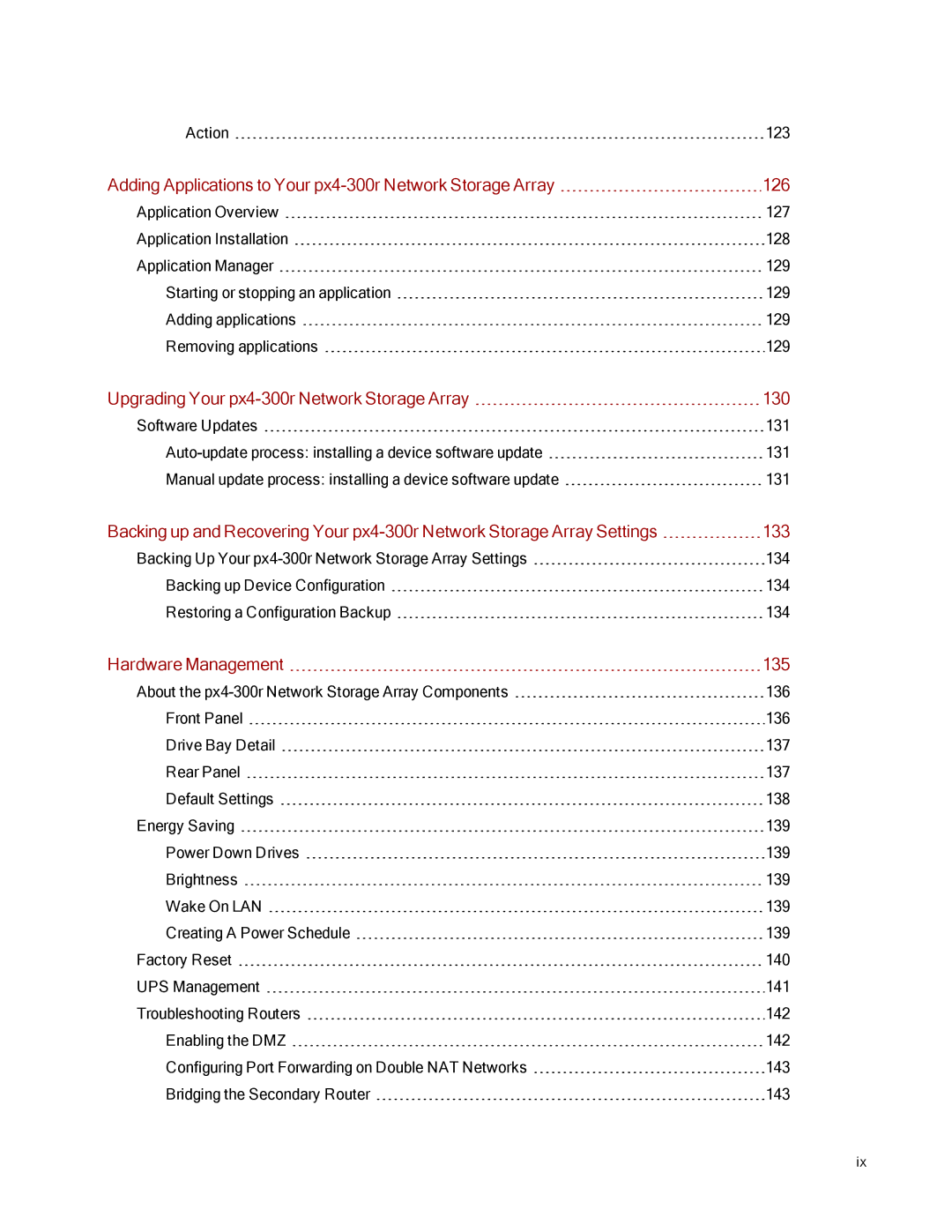 Lenovo 70BJ9005WW, 70BJ9007WW manual Upgrading Your px4-300r Network Storage Array 130, Hardware Management 135 