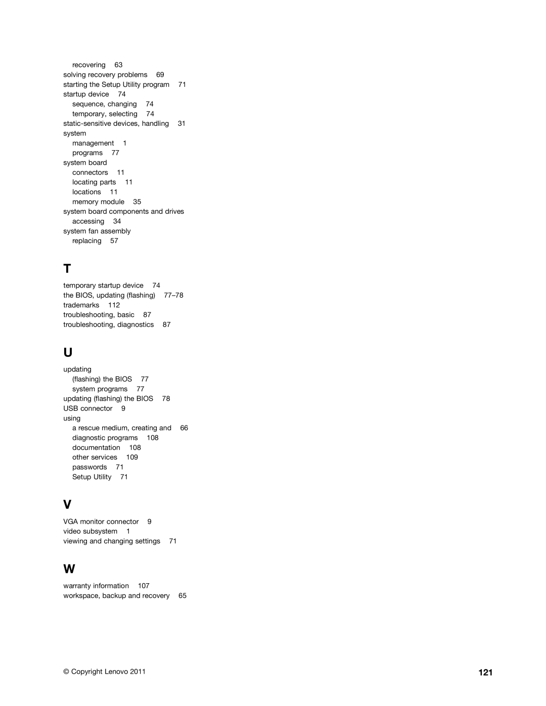 Lenovo 3167, 7339, 5039, 5033, 3171, 3147, 3143, 3154, 3132, 3134, 3157, 3176, 3140 manual 121 