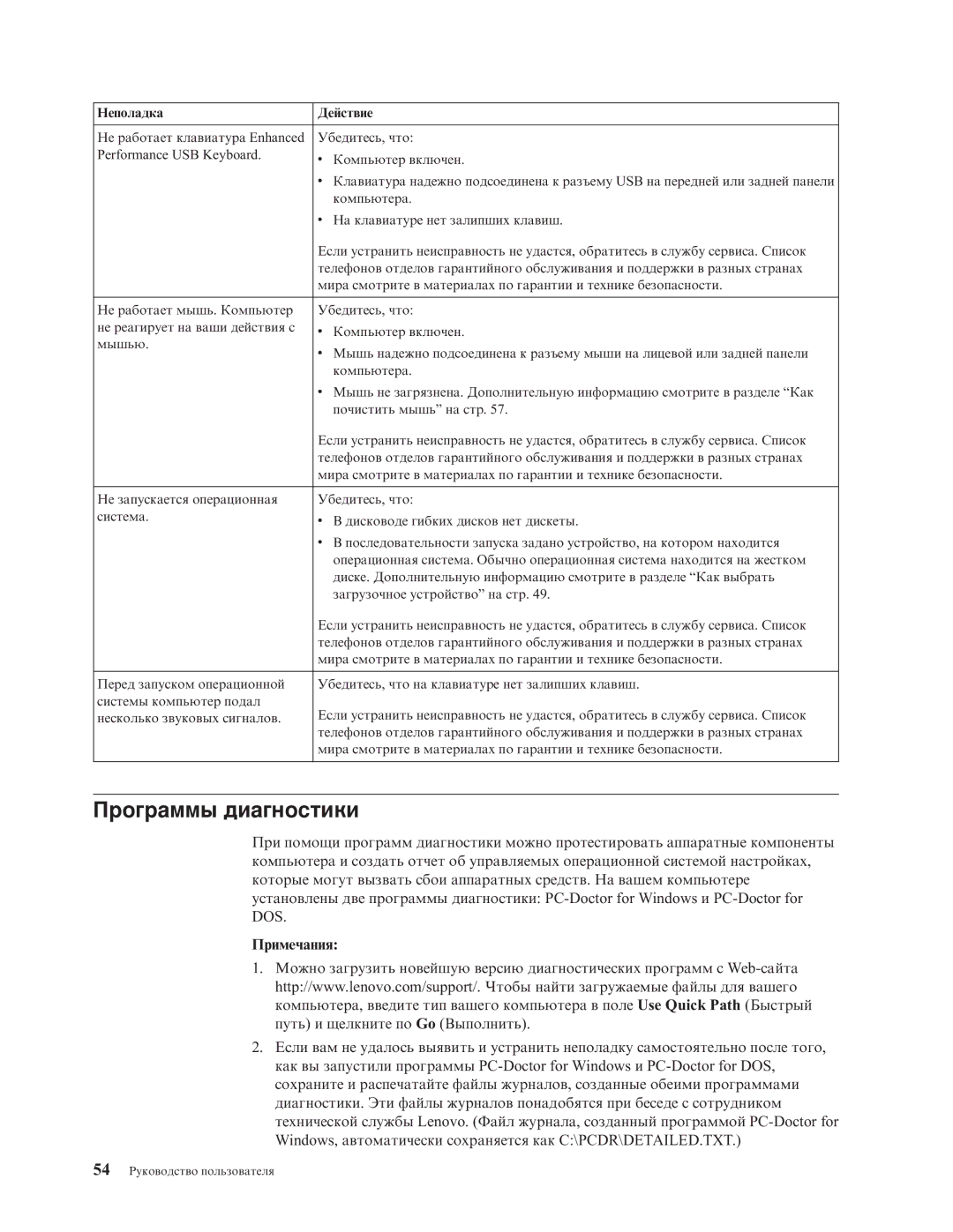 Lenovo 7396, 7397, 7392, 7391, 7398, 7390 manual Программы диагностики 