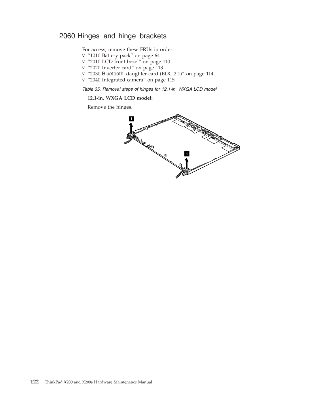 Lenovo 74536BU, 74506CU, 745369U, 74506BU, 74506AU, 745069U, 745068U, 7453FDU Hinges and hinge brackets, 12.1-in. Wxga LCD model 