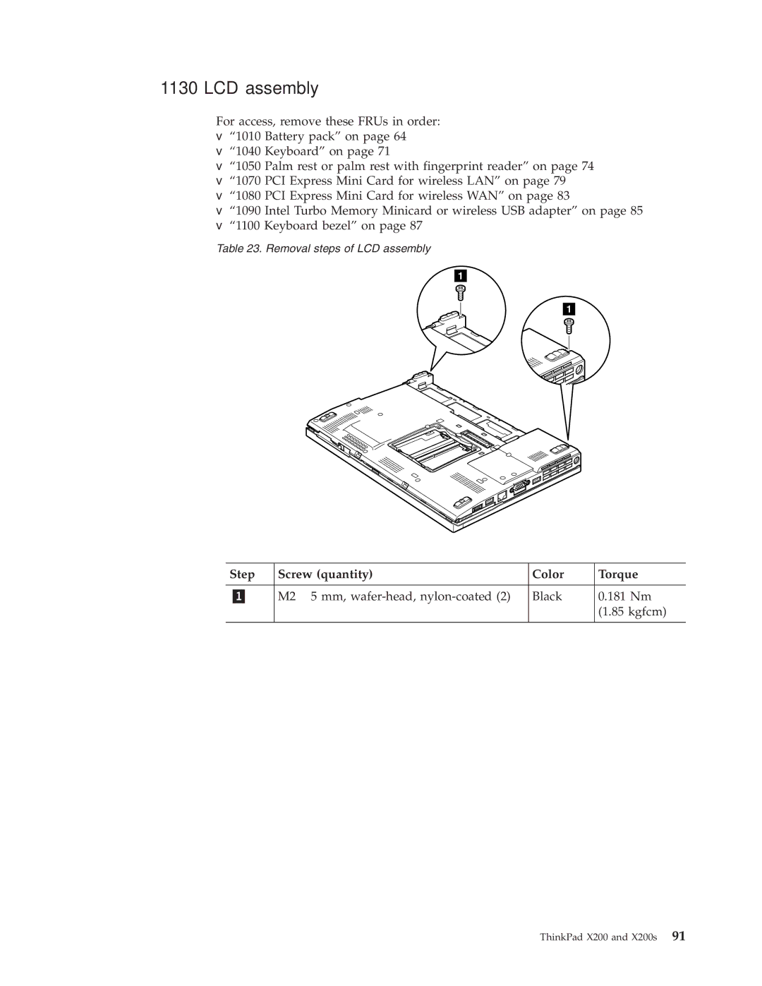 Lenovo X200S, 74536BU, 74506CU, 745369U, 74506BU, 74506AU, 745069U, 745068U, 7453FDU, 7454GKU manual LCD assembly 