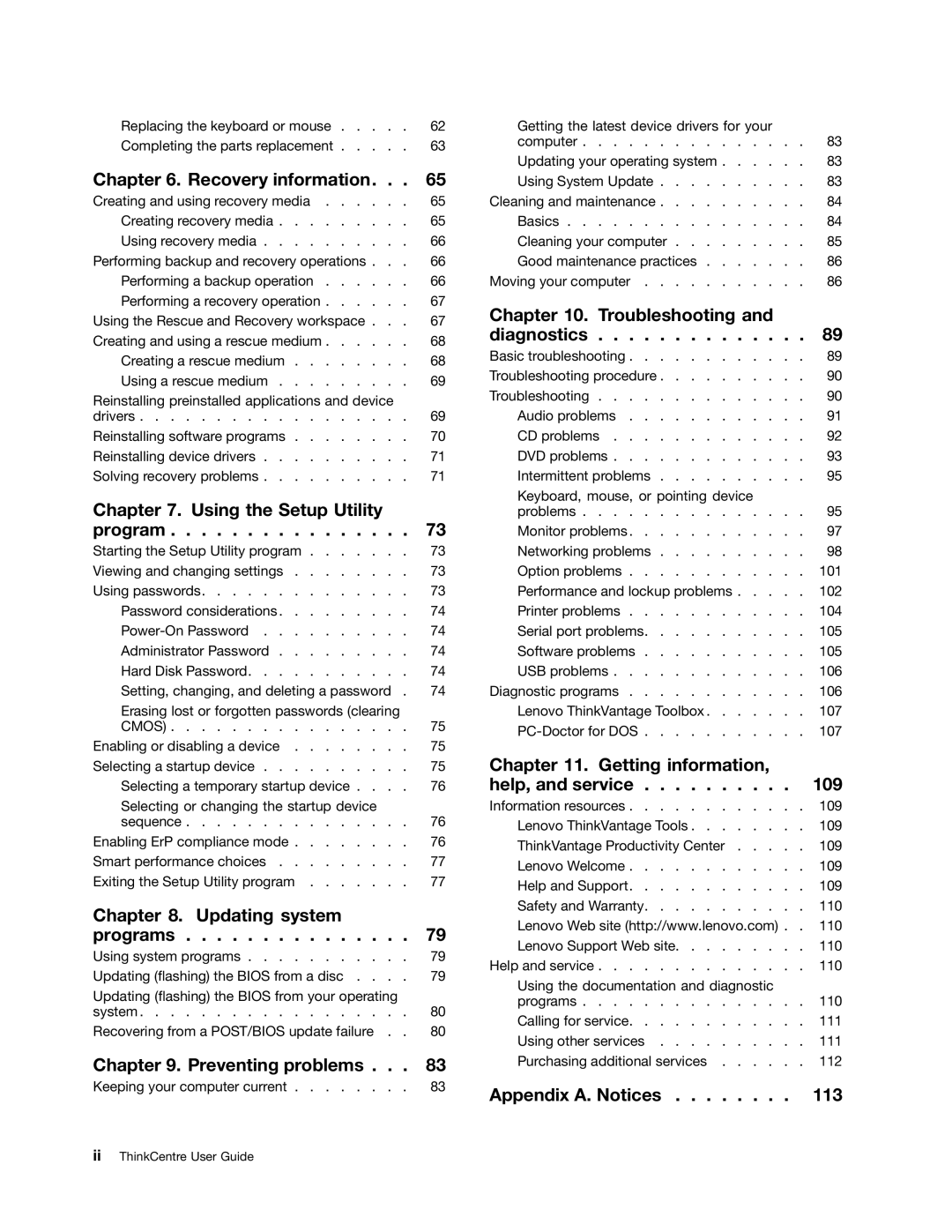 Lenovo 5030, 7517, 5069, 5048, 5034, 5037, 4166, 4169, 268, 1730 manual Appendix A. Notices 113 