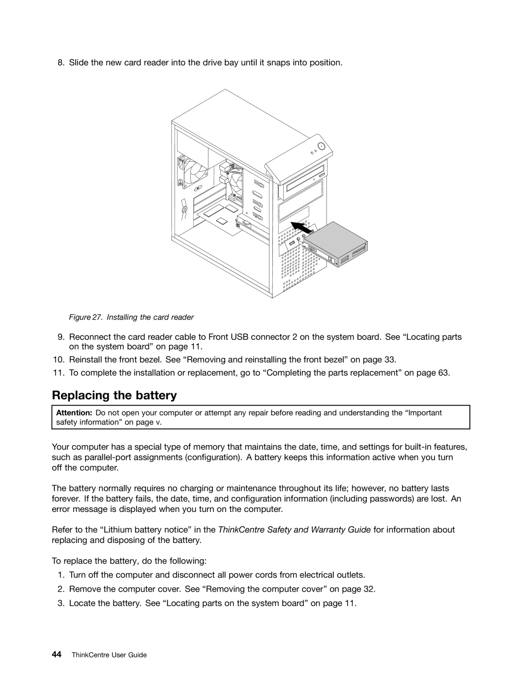 Lenovo 4166, 7517, 5069, 5048, 5034, 5030, 5037, 4169, 268, 1730 manual Replacing the battery 