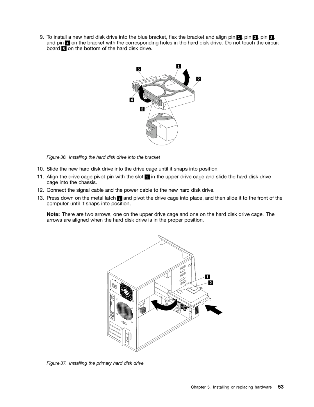 Lenovo 5037, 7517, 5069, 5048, 5034, 5030, 4166, 4169, 268, 1730 manual Installing the hard disk drive into the bracket 