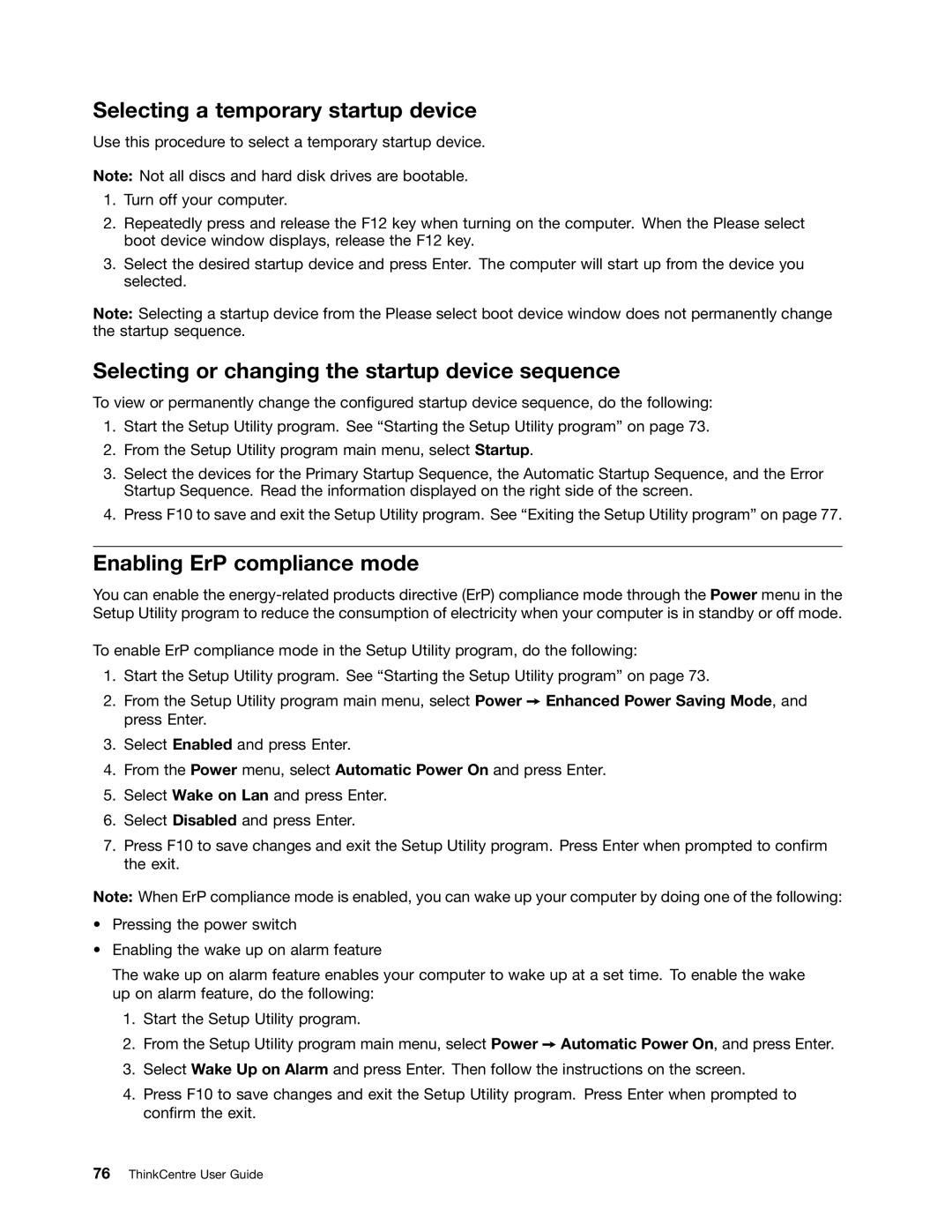 Lenovo 268, 7517, 5069, 5048, 5034 Selecting a temporary startup device, Selecting or changing the startup device sequence 