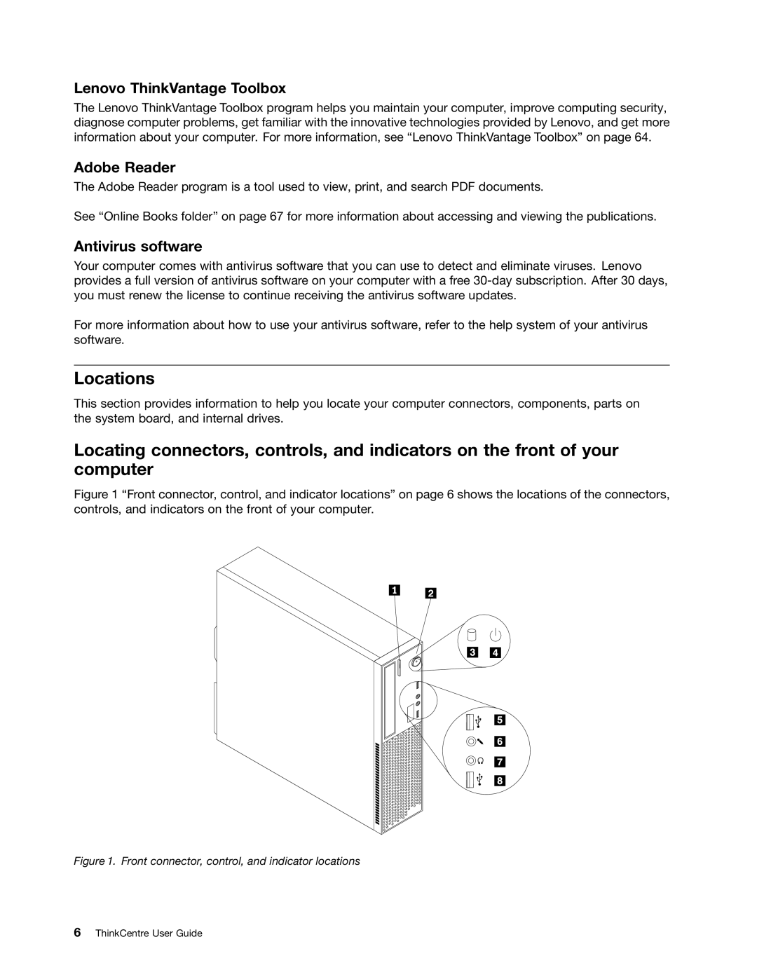 Lenovo 7539, 7548, 104, 154 manual Locations, Lenovo ThinkVantage Toolbox 