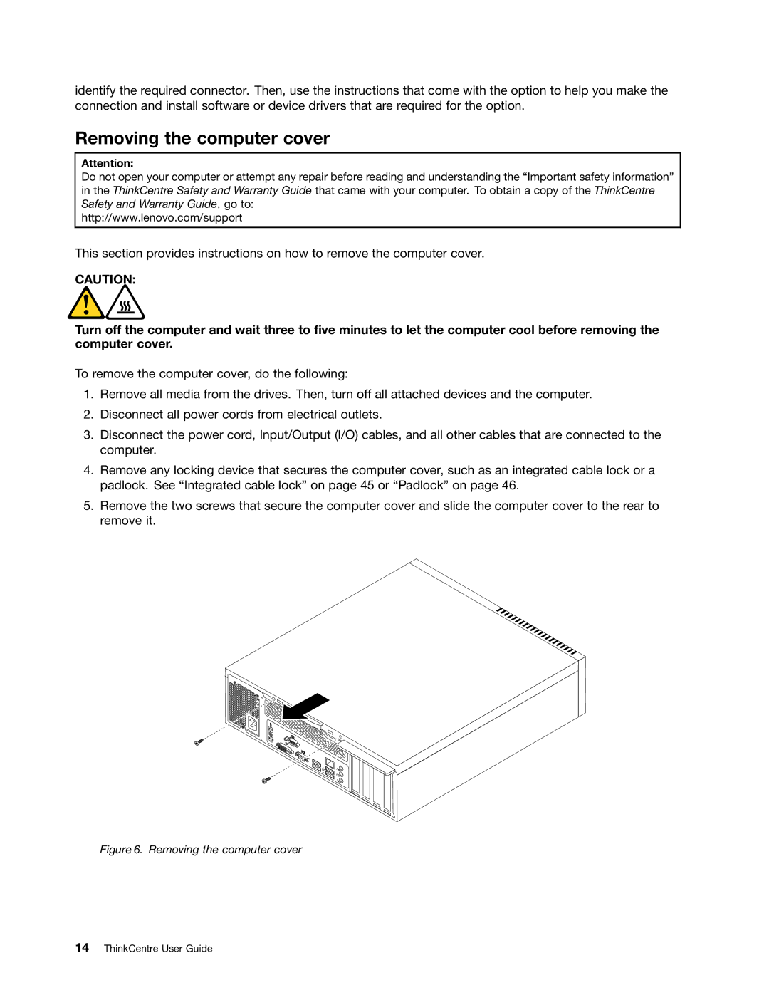 Lenovo 7539, 7548, 104, 154 manual Removing the computer cover 