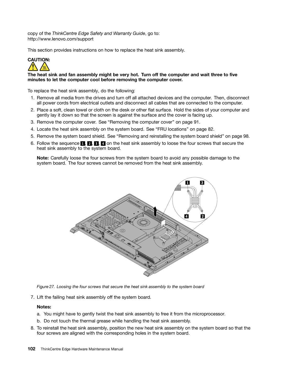 Lenovo 7567, 7558, 5068 manual ThinkCentre Edge Hardware Maintenance Manual 