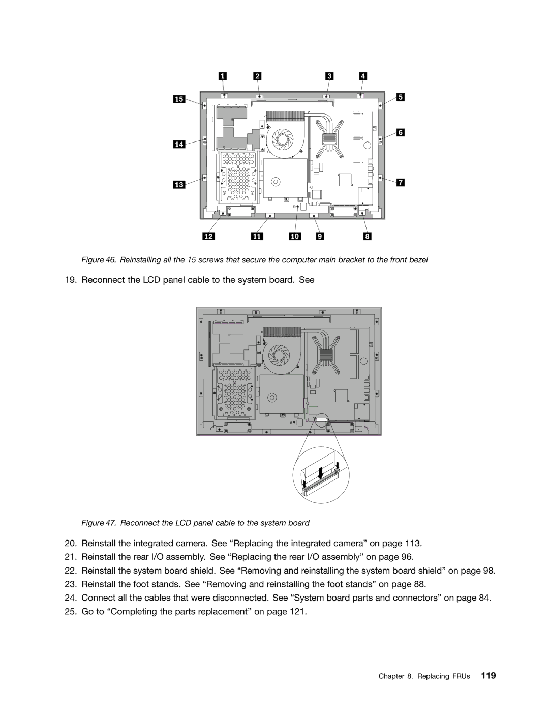 Lenovo 5068, 7567, 7558 manual Reconnect the LCD panel cable to the system board. See 