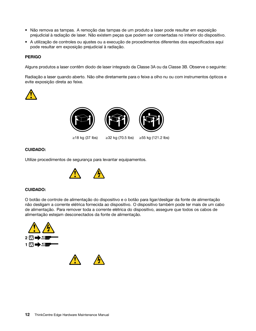 Lenovo 7567, 7558, 5068 manual Perigo 