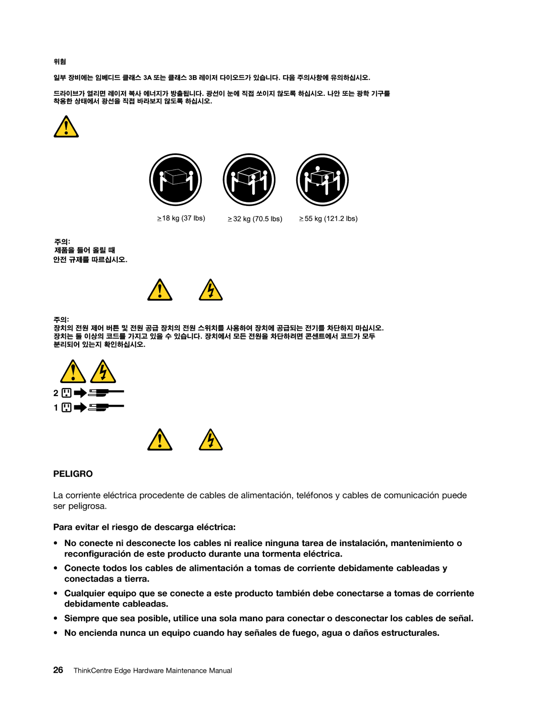 Lenovo 5068, 7567, 7558 manual Peligro 