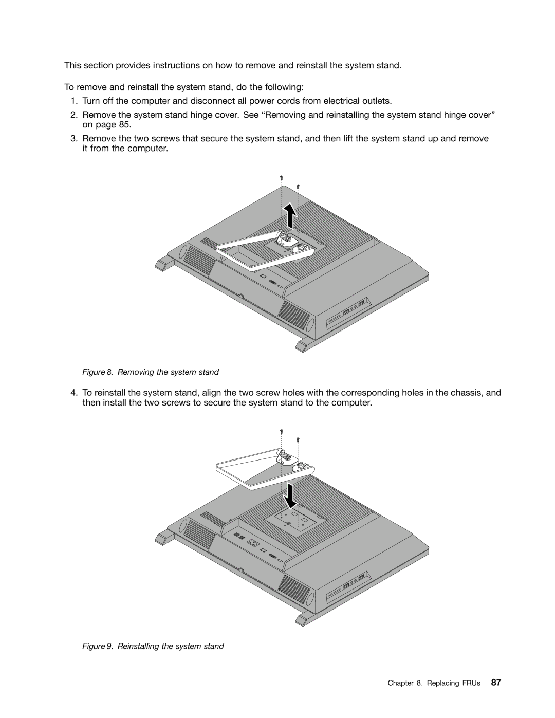 Lenovo 7567, 7558, 5068 manual Removing the system stand 