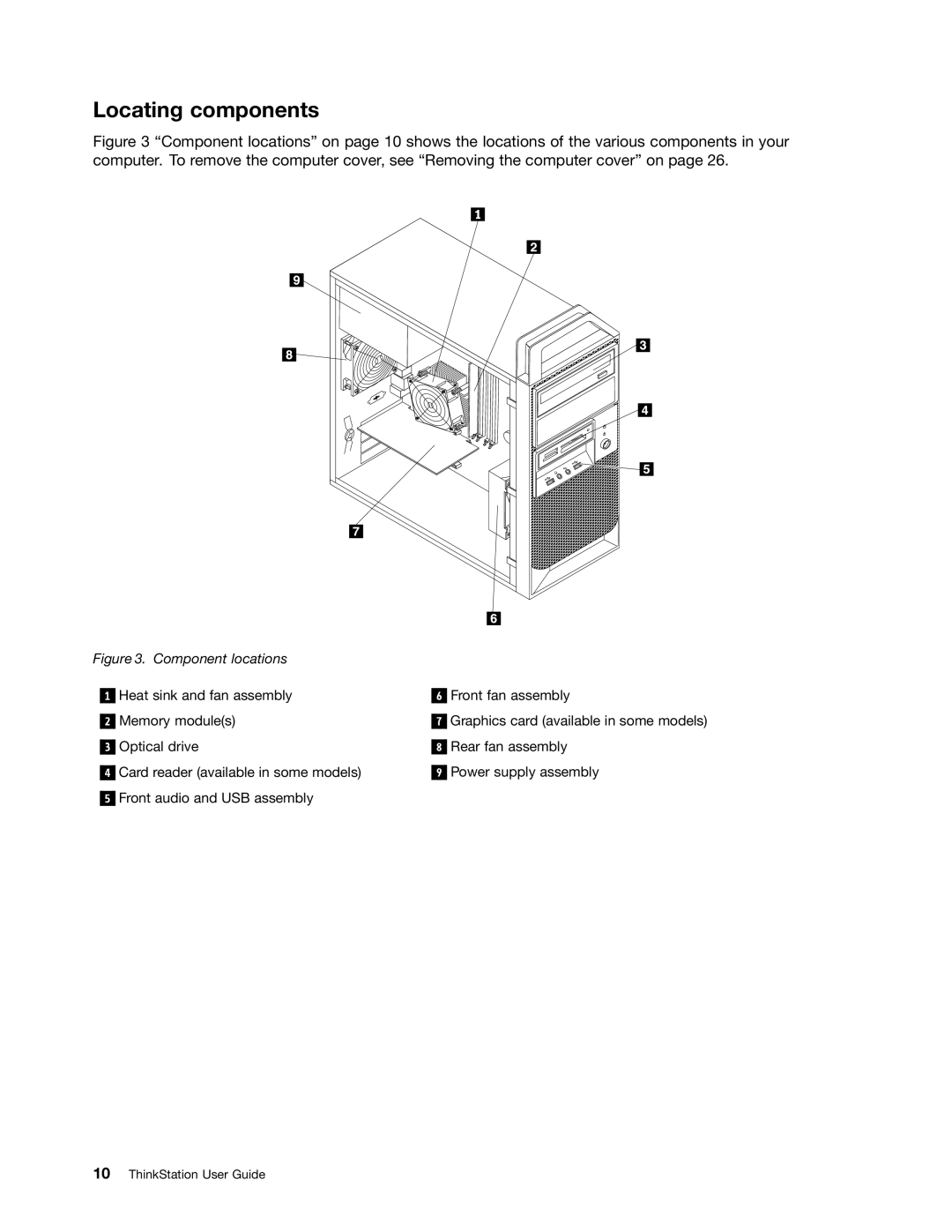 Lenovo 7782, 7824, 7823, 7783, 7821 manual Locating components, Component locations 