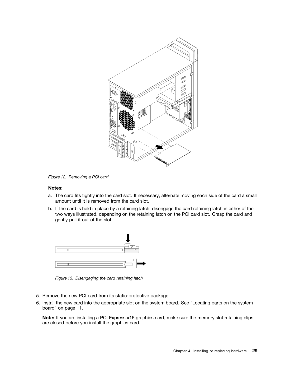 Lenovo 7821, 7782, 7824, 7823, 7783 manual Removing a PCI card 