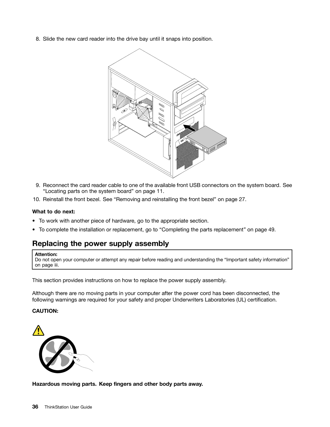 Lenovo 7824, 7782, 7823, 7783, 7821 manual Replacing the power supply assembly 