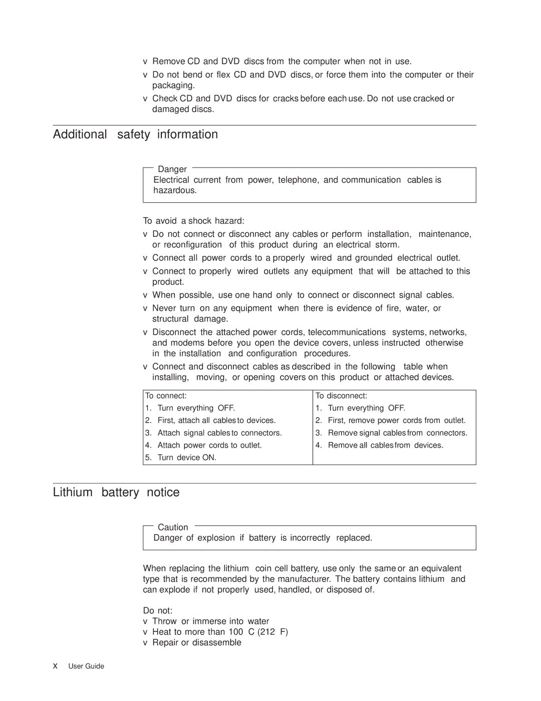 Lenovo 8799, 8009, 8795, 8791, 8807, 8803, 8812 manual Additional safety information, Lithium battery notice 