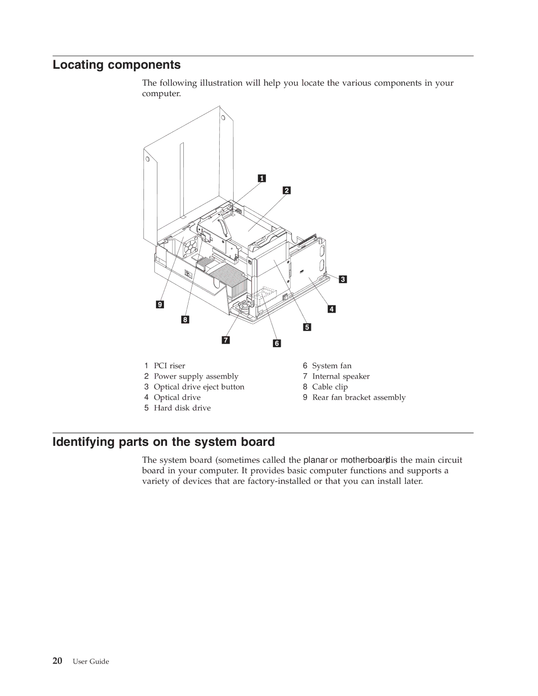 Lenovo 8795, 8009, 8791, 8807, 8803, 8799, 8812 manual Locating components, Identifying parts on the system board 