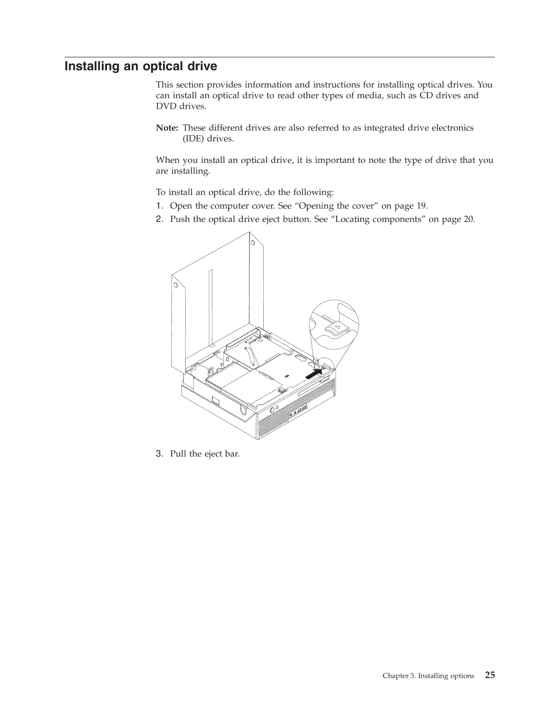 Lenovo 8812, 8009, 8795, 8791, 8807, 8803, 8799 manual Installing an optical drive 