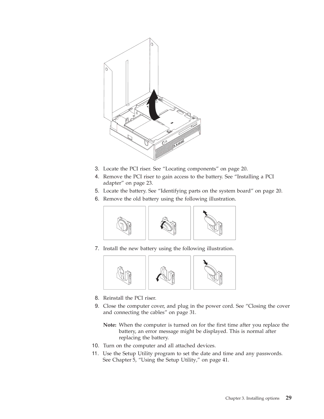 Lenovo 8807, 8009, 8795, 8791, 8803, 8799, 8812 manual Installing options 