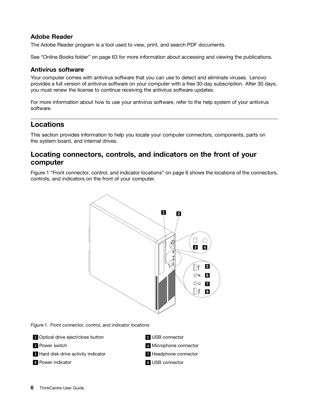 Lenovo 804 manual Locations, Adobe Reader 