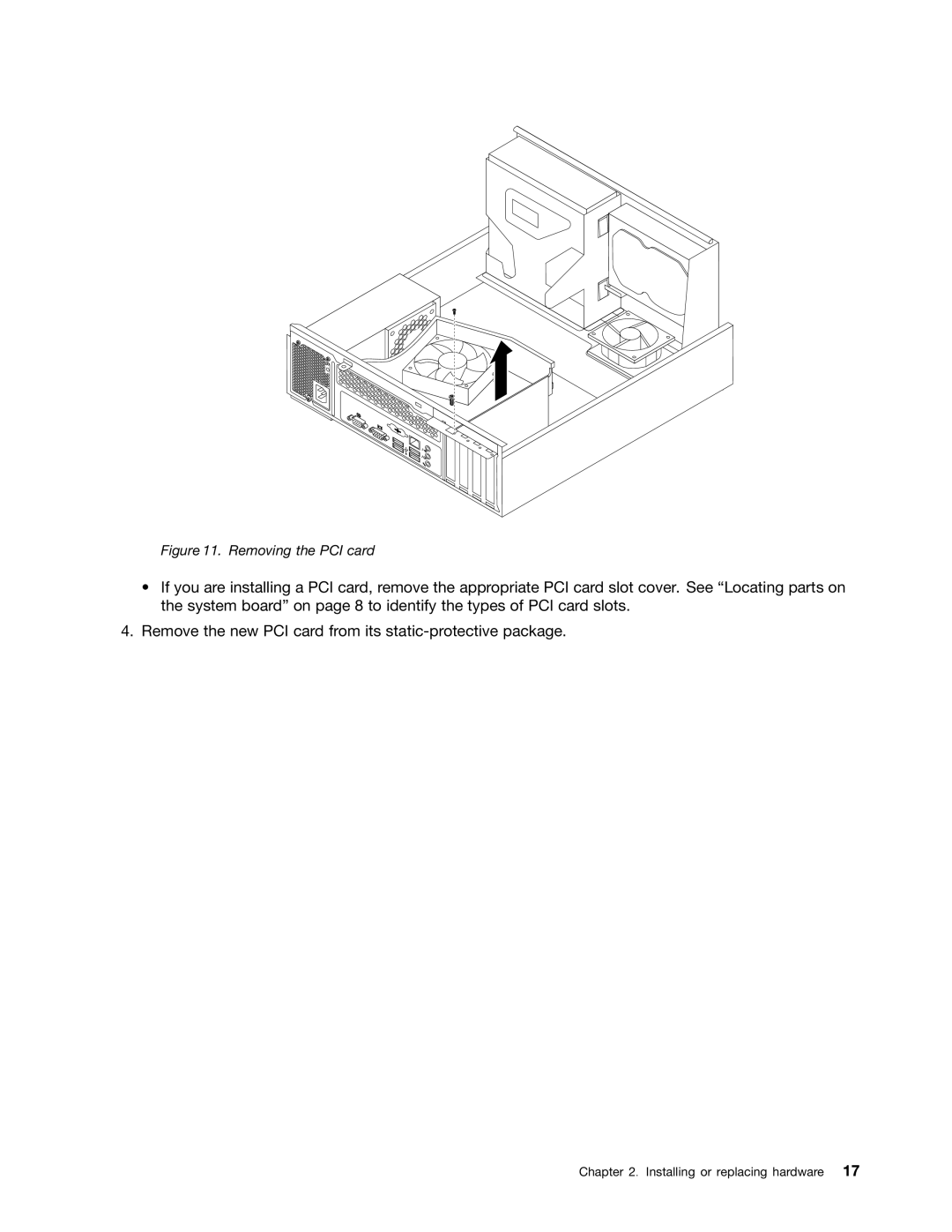 Lenovo 804 manual Removing the PCI card 