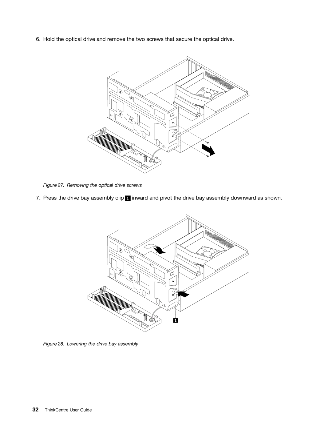 Lenovo 804 manual Removing the optical drive screws 