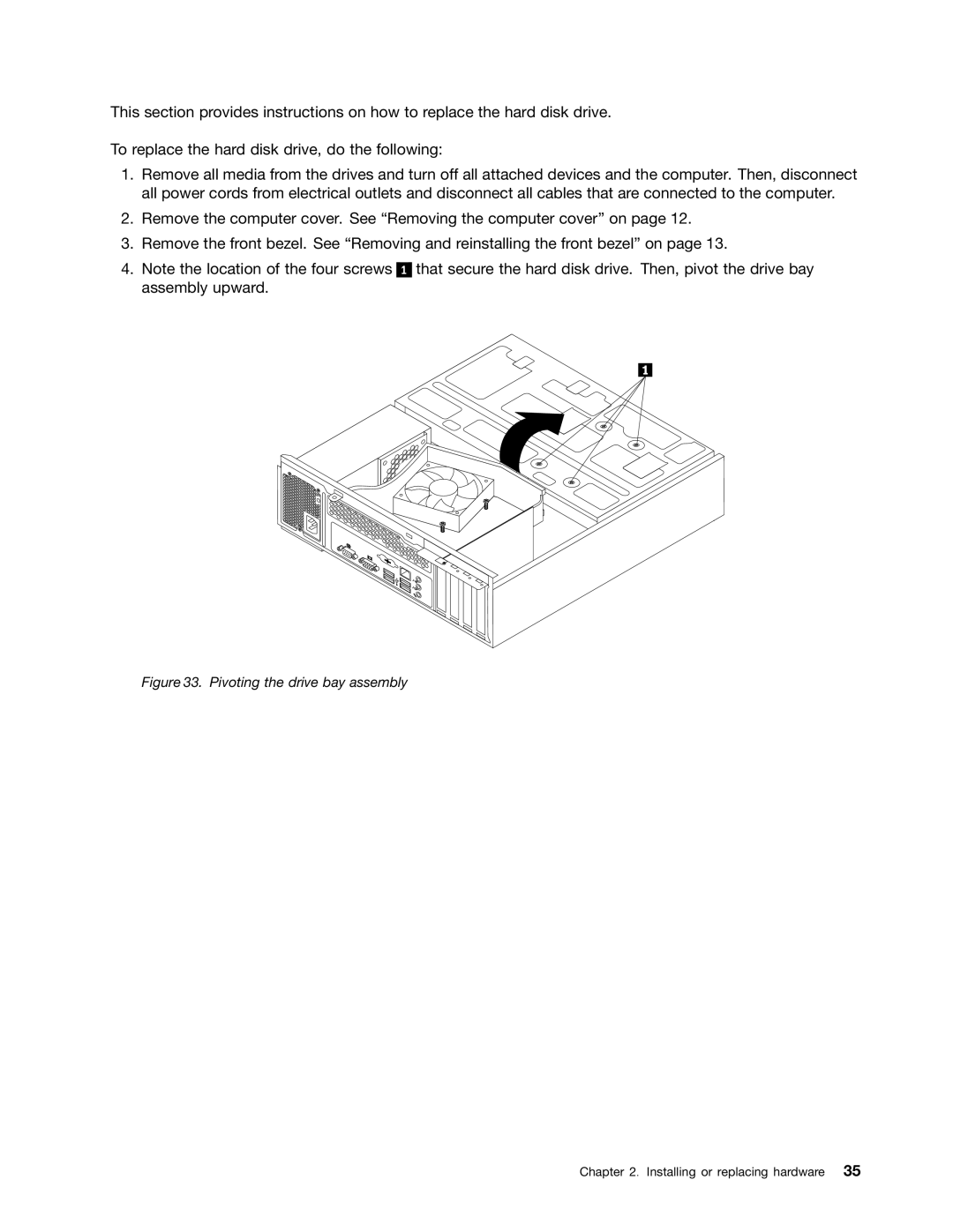 Lenovo 804 manual Pivoting the drive bay assembly 