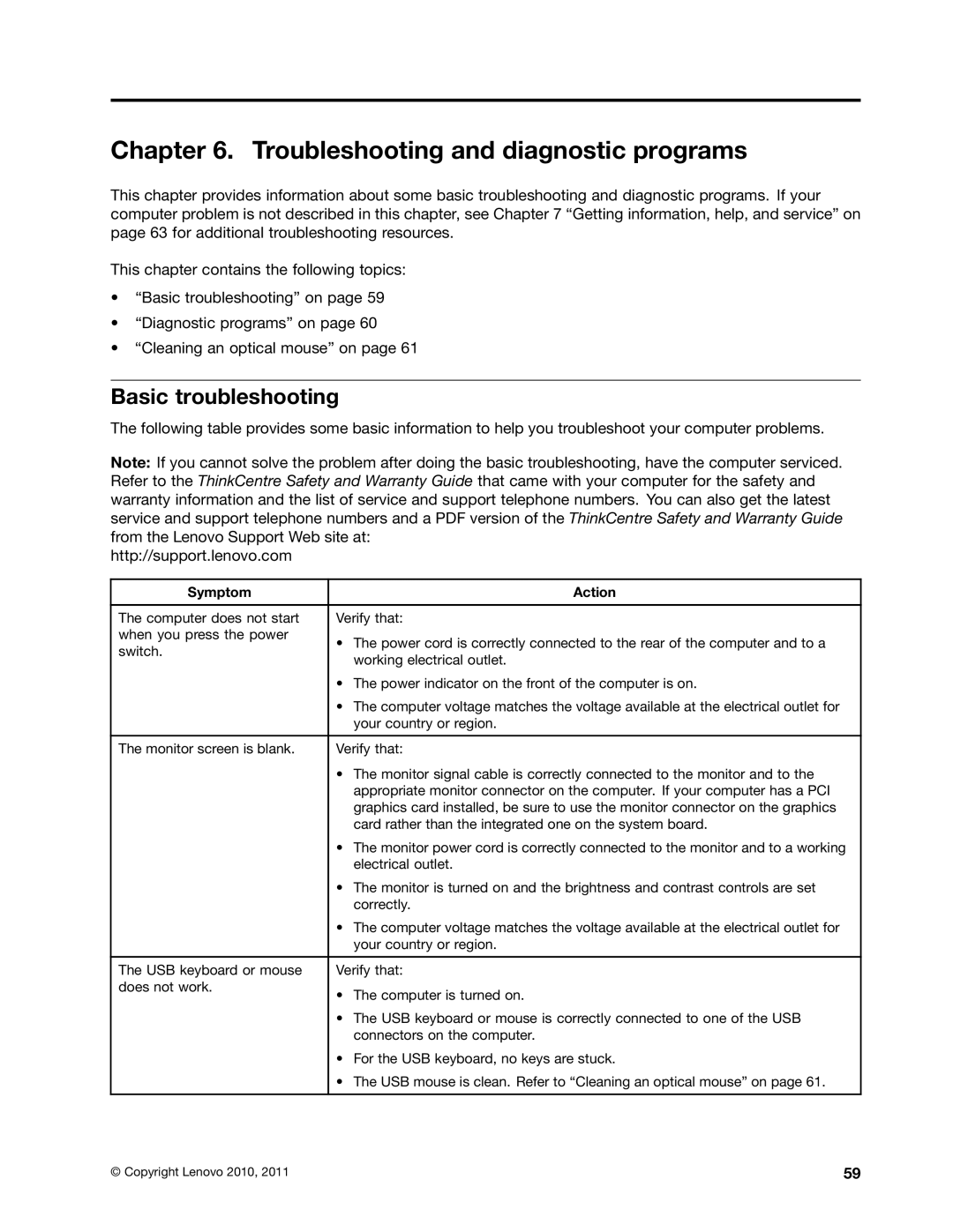 Lenovo 804 manual Troubleshooting and diagnostic programs, Basic troubleshooting 