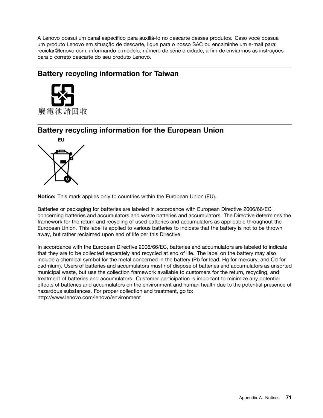 Lenovo 804 manual Appendix A. Notices 