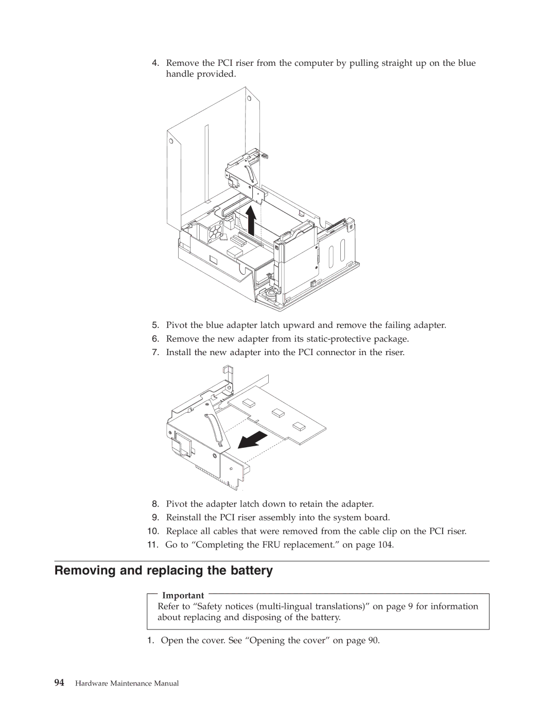 Lenovo 8087, 8094, 8089, 8088, 8090, 8086 manual Removing and replacing the battery 