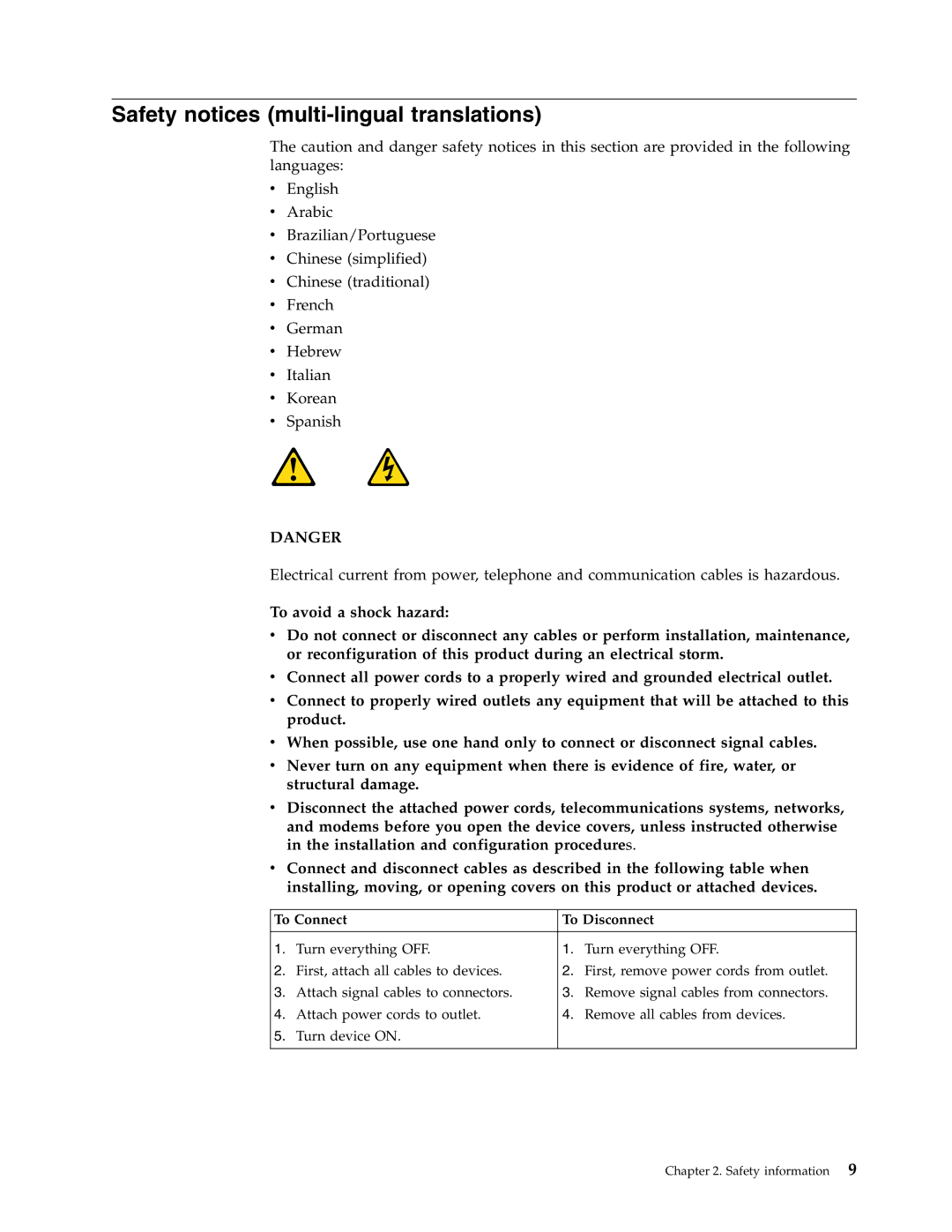 Lenovo 8090, 8094, 8089, 8088, 8087, 8086 manual Safety notices multi-lingual translations, To Connect To Disconnect 