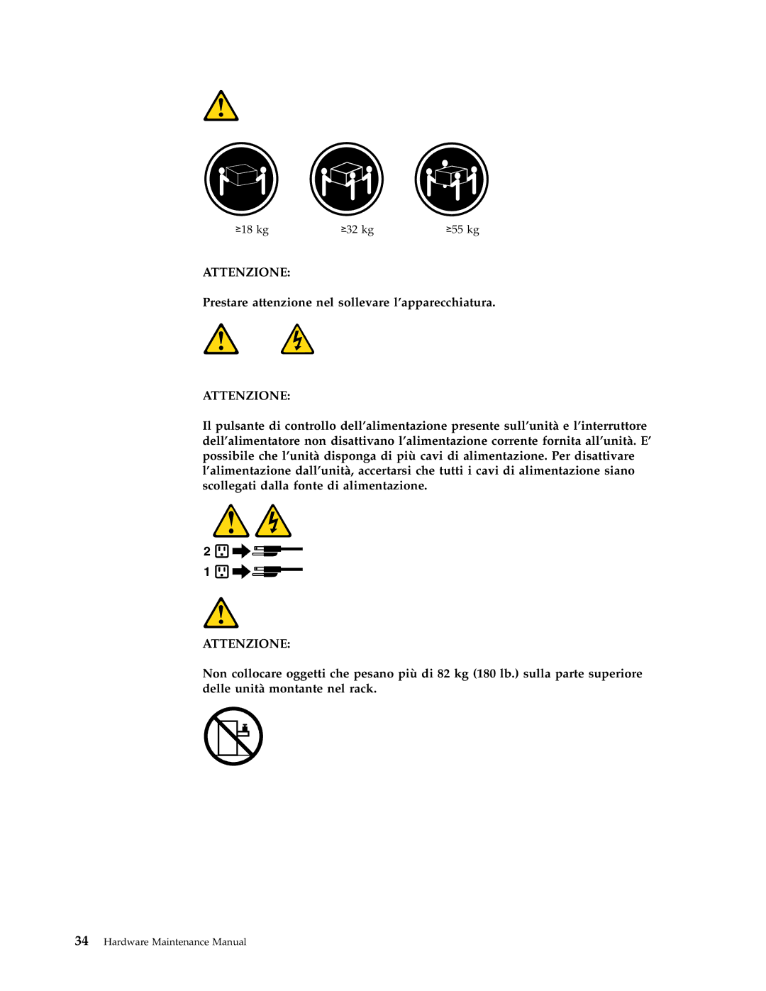 Lenovo 8087, 8094, 8089, 8088, 8090, 8086 manual Prestare attenzione nel sollevare l’apparecchiatura 