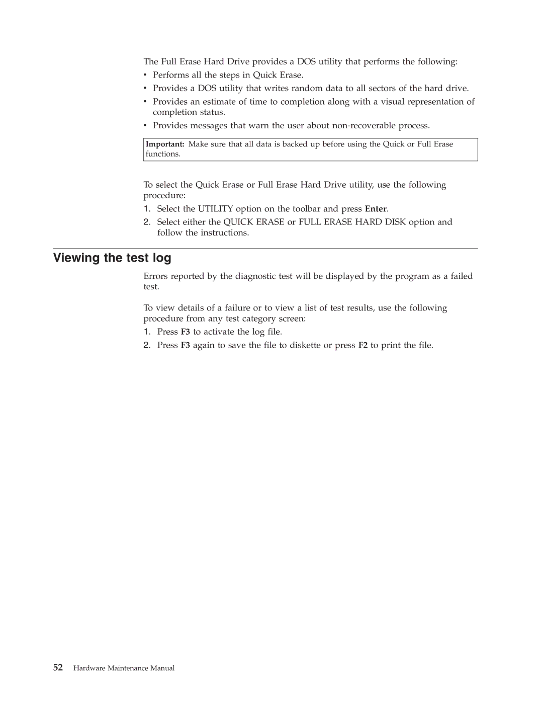 Lenovo 8087, 8094, 8089, 8088, 8090, 8086 manual Viewing the test log 