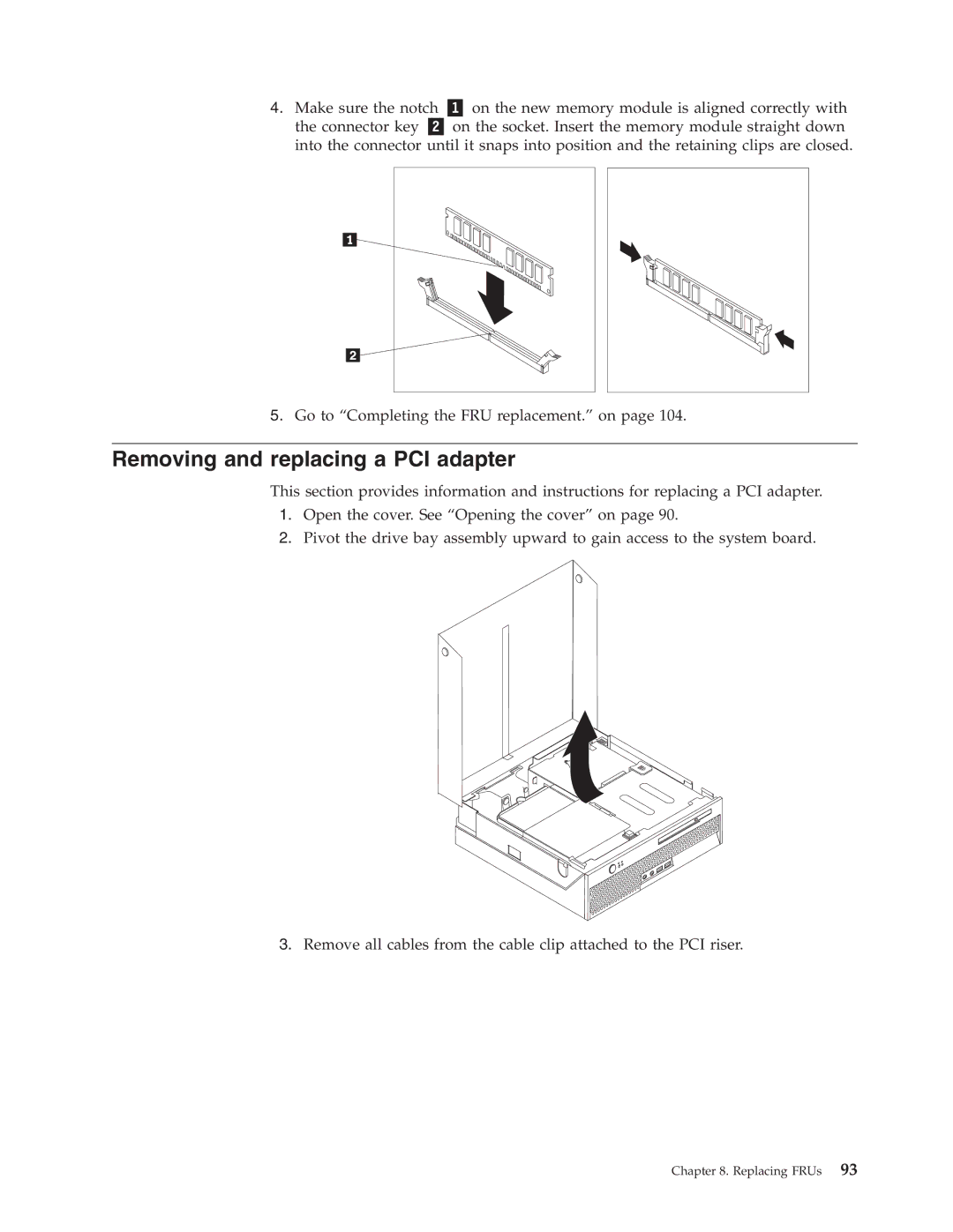 Lenovo 8090, 8094, 8089, 8088, 8087, 8086 manual Removing and replacing a PCI adapter 