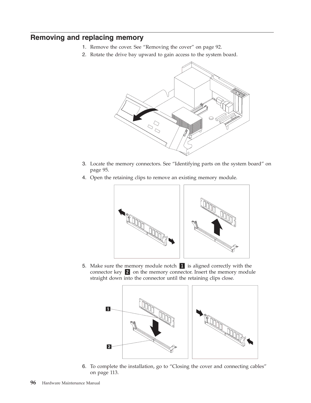 Lenovo 8098 manual Removing and replacing memory 