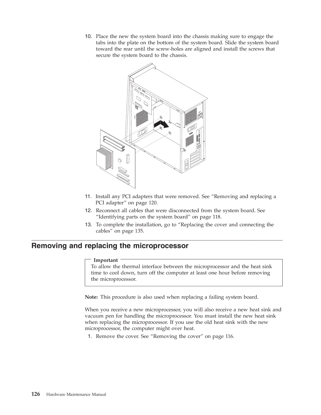 Lenovo 8098 manual Removing and replacing the microprocessor 