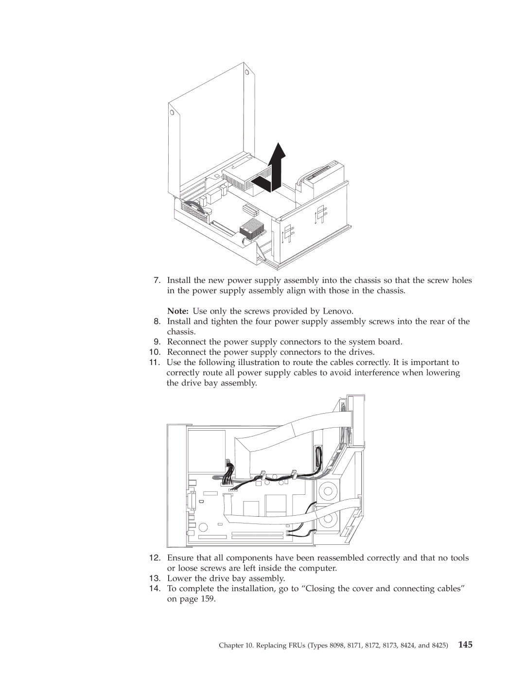 Lenovo manual Replacing FRUs Types 8098, 8171, 8172, 8173, 8424, and 8425 