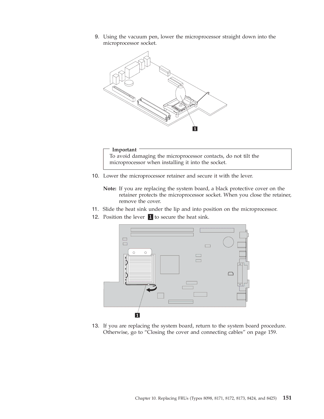 Lenovo manual Replacing FRUs Types 8098, 8171, 8172, 8173, 8424, and 8425 