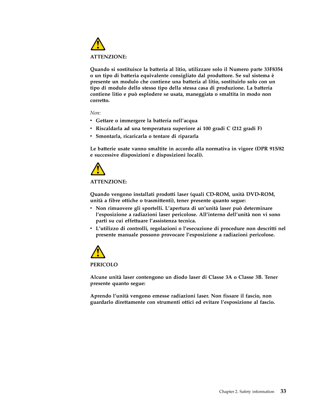 Lenovo 8098 manual Attenzione 