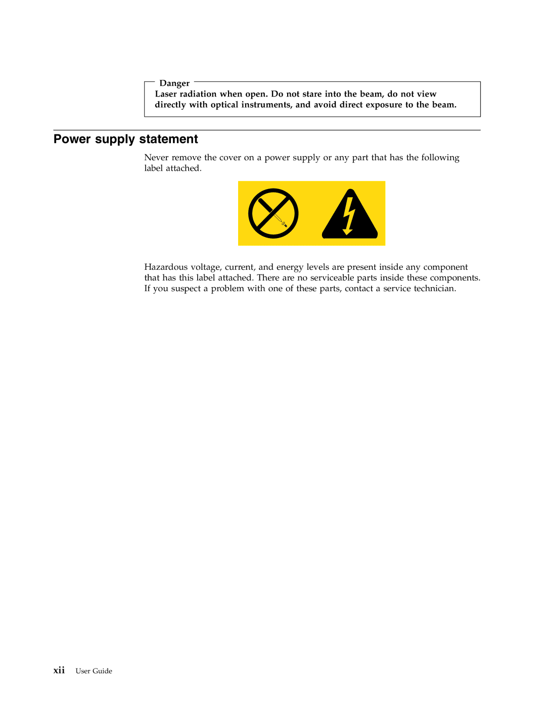 Lenovo 8107, 8121, 8119, 8120, 8105, 8109, 8108, 8104, 8118, 8117, 8106 manual Power supply statement 