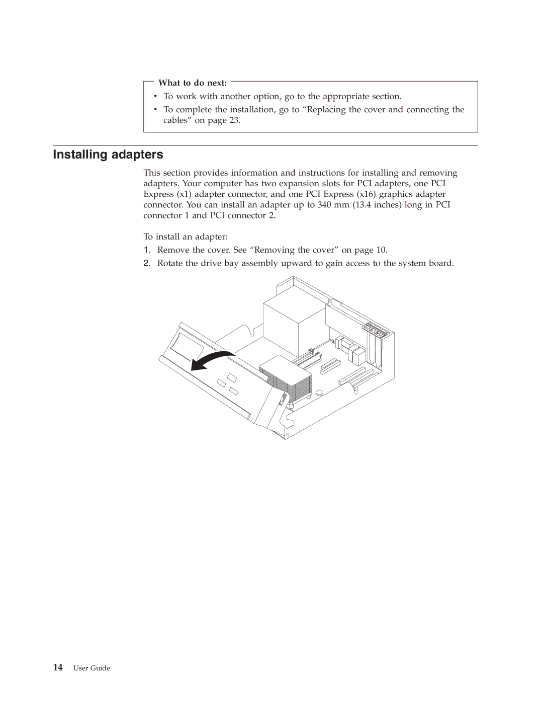 Lenovo 8135, 8133, 8136, 8129, 8132, 8134 manual Installing adapters, What to do next 