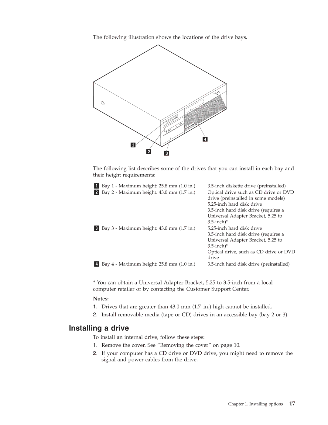 Lenovo 8129, 8135, 8133, 8136, 8132, 8134 manual Installing a drive 