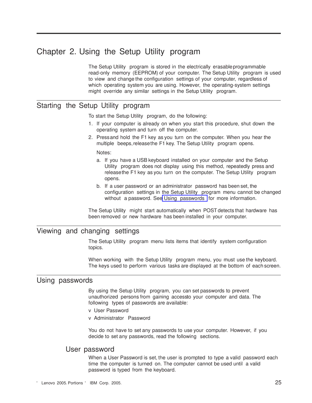 Lenovo 8134, 8135, 8133 Using the Setup Utility program, Starting the Setup Utility program, Viewing and changing settings 