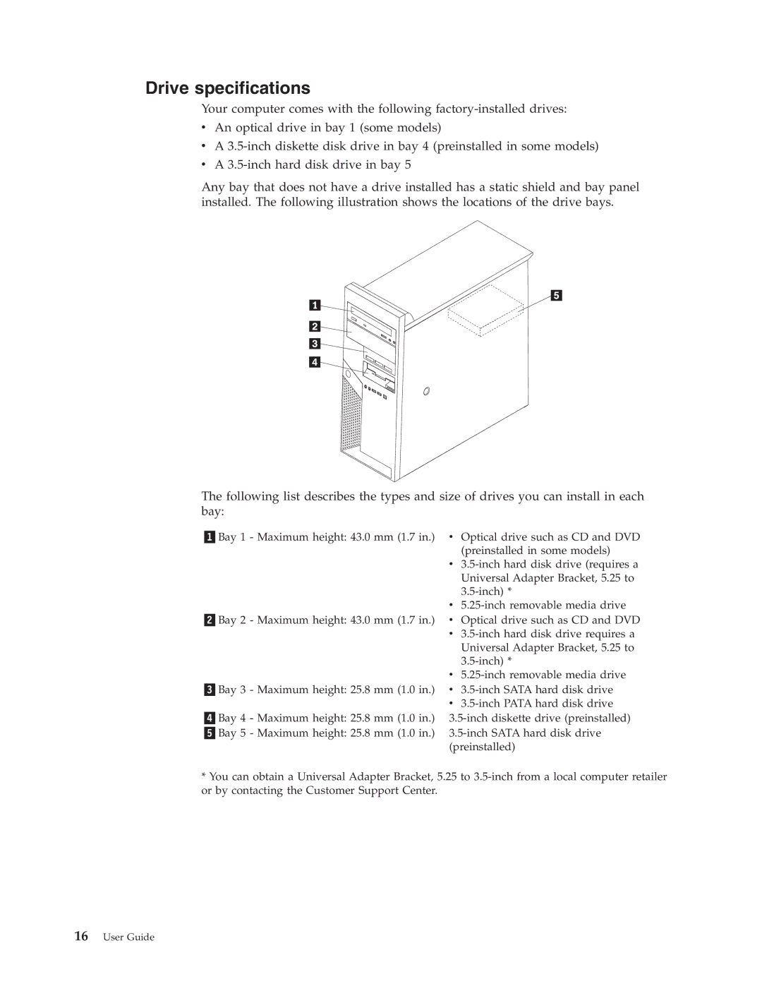 Lenovo 8143, 8146, 8423, 8427, 8422, 8144, 8097 manual Drive specifications 