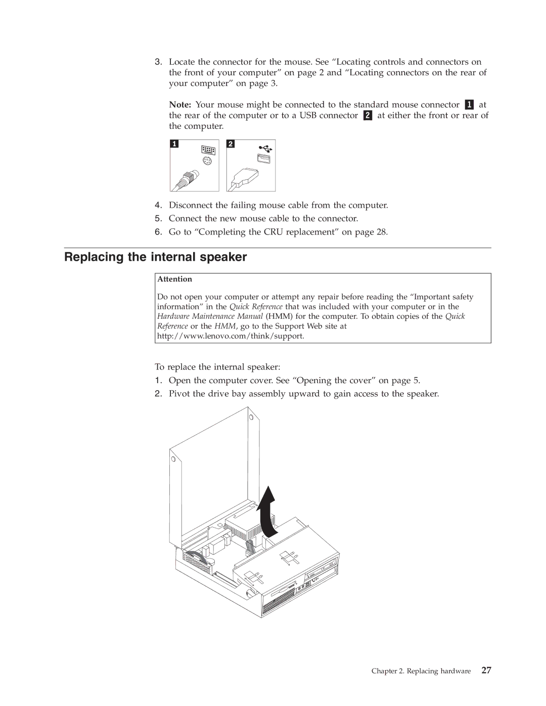 Lenovo 8099, 8160, 8155 manual Replacing the internal speaker 