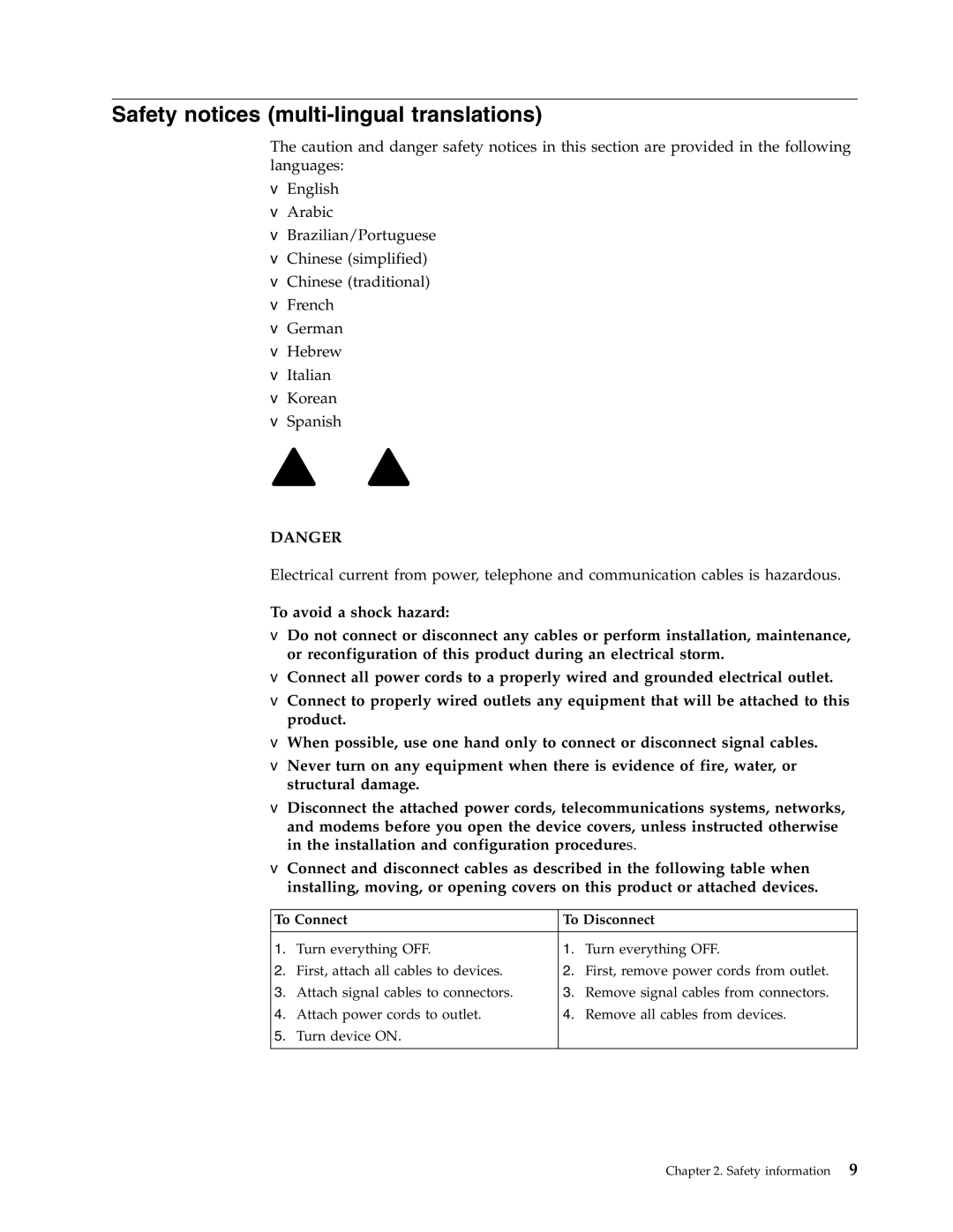 Lenovo 8149, 8177, 8175, 8084, 8126, 8085, 8148, 8147, 8176 Safety notices multi-lingual translations, To Connect To Disconnect 