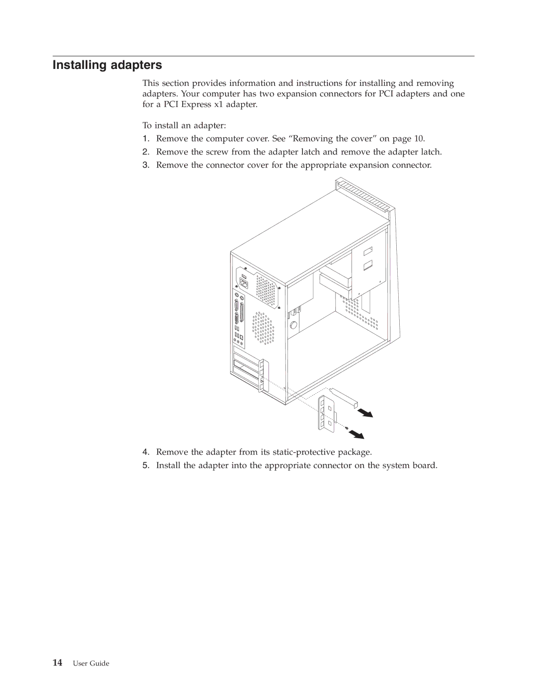 Lenovo 8288, 8342, 8329, 8297, 8380, 8326 manual Installing adapters 