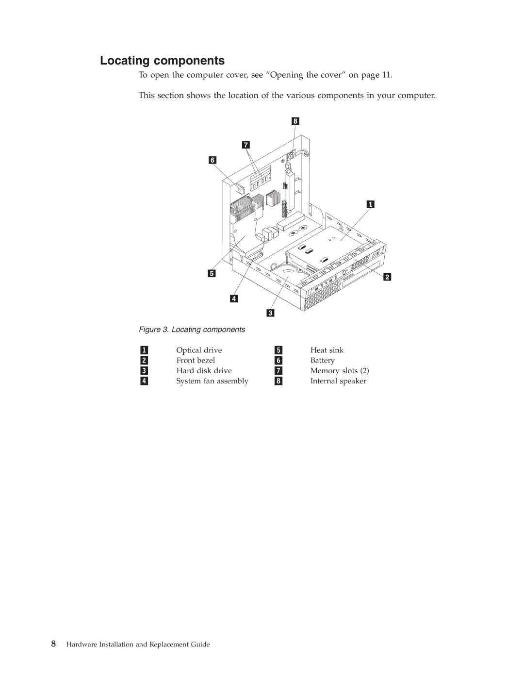 Lenovo 8336 manual Locating components 