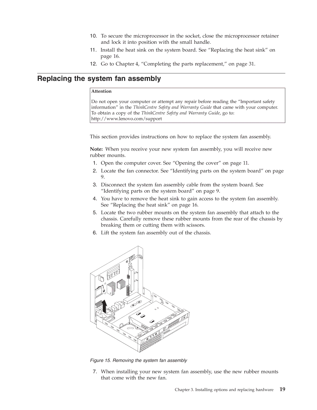 Lenovo 8336 manual Replacing the system fan assembly, Removing the system fan assembly 